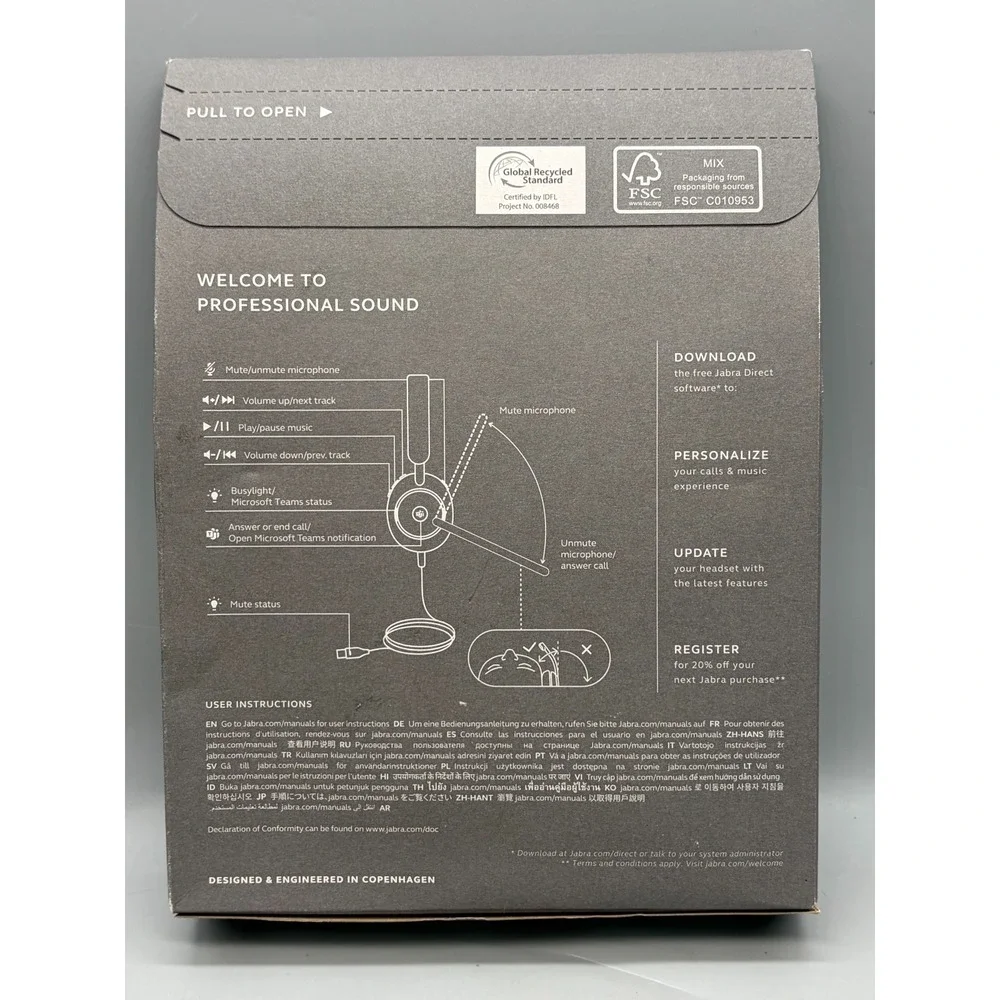 Jabra Evolve2 40 SE WIRED MS Stereo Headset USB-C - Sealed